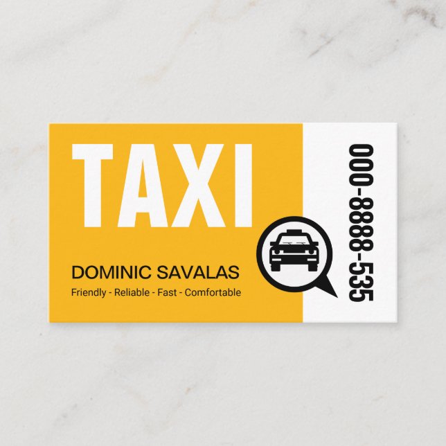 Carte De Visite Chauffeur de TAXI jaune élégant (Devant)