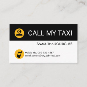 Carte De Visite Chauffeur de Taxi Jaune Minimaliste