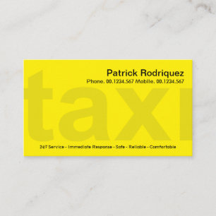 Carte De Visite Chauffeur de Taxi privé avec signalisation jaune 