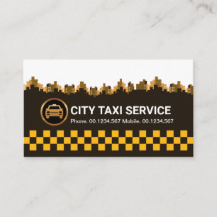 Carte De Visite Chauffeur de taxi rétro-jaune Vérifier la ville 