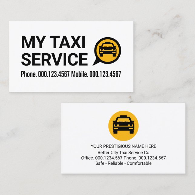 Carte De Visite Chauffeur de Taxi Rétro Simple (Devant / Derrière)
