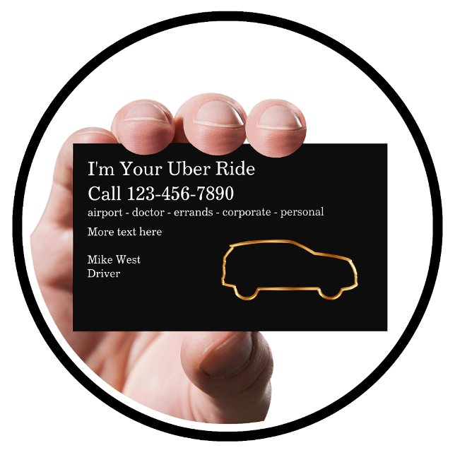 Carte De Visite Chauffeur de taxi simple Rideshare (Créateur téléchargé)