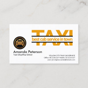 Carte De Visite Chauffeur de taxi spécial à panneaux de taxis jaun