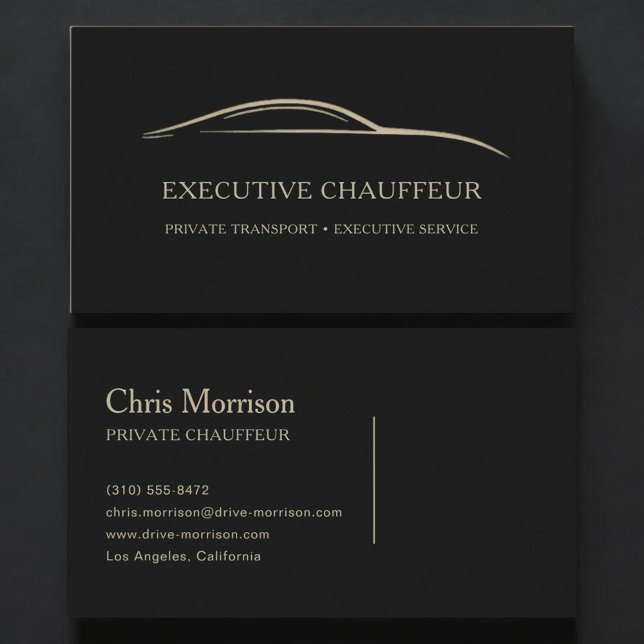Carte De Visite Chauffeur Exécutif Noir & Or (Créateur téléchargé)