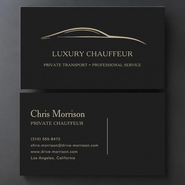 Carte De Visite Chauffeur Luxe Noir & Or (Créateur téléchargé)