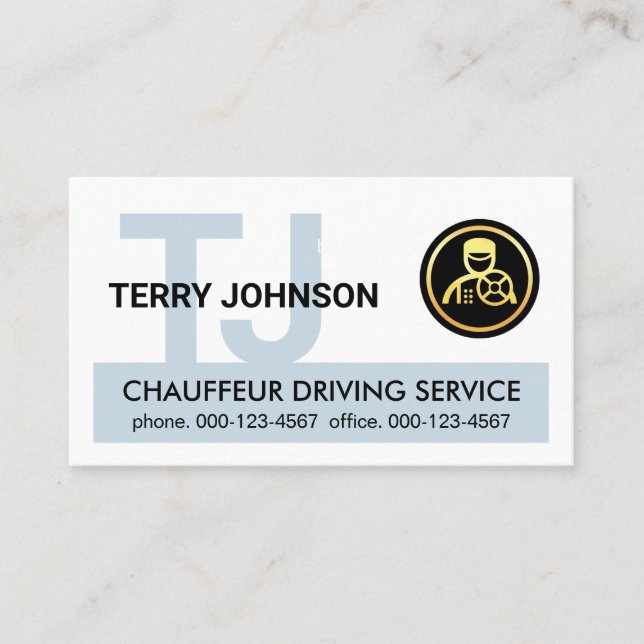 Carte De Visite Chauffeur Personnalisé Monogramme (Devant)