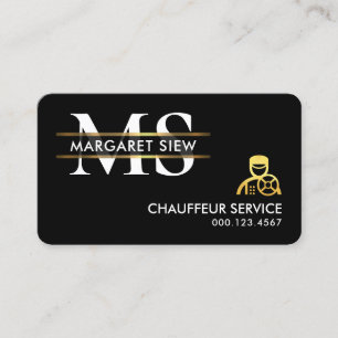 Carte De Visite Chauffeur Plaque en Or Monogramme Élégant