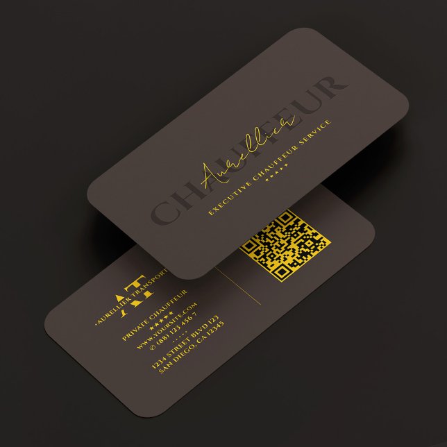 Carte De Visite Chauffeur privé de direction Espresso jaune Modern (Executive Private Chauffeur Yellow Espresso Modern Business Card
)