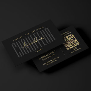 Carte De Visite Chauffeur privé minimal exécutif VIP noir