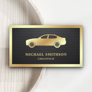 Carte De Visite Chauffeur professionnel Black Carbon Fiber Gold Ca