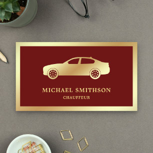 Carte De Visite Chauffeur professionnel voiture rouge foncé