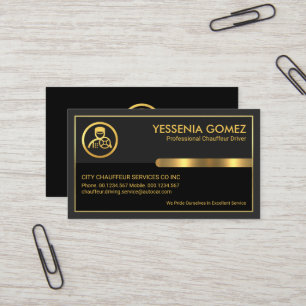 Carte De Visite Chauffeur spécial cadre or de conduite