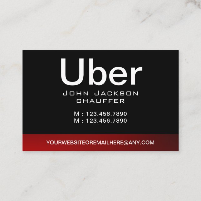Carte De Visite Chauffeur Taxi Driver Professional Code QR noir (Devant)