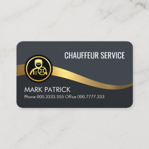 Carte De Visite Chauffeur Vagues Or Bleu Foncé