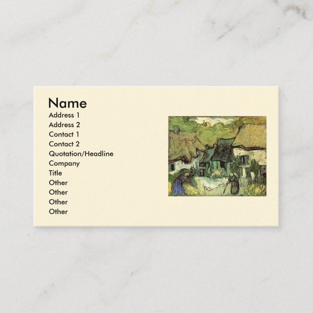 Carte De Visite Chaumières à Jorgus par Vincent van Gogh (Devant)