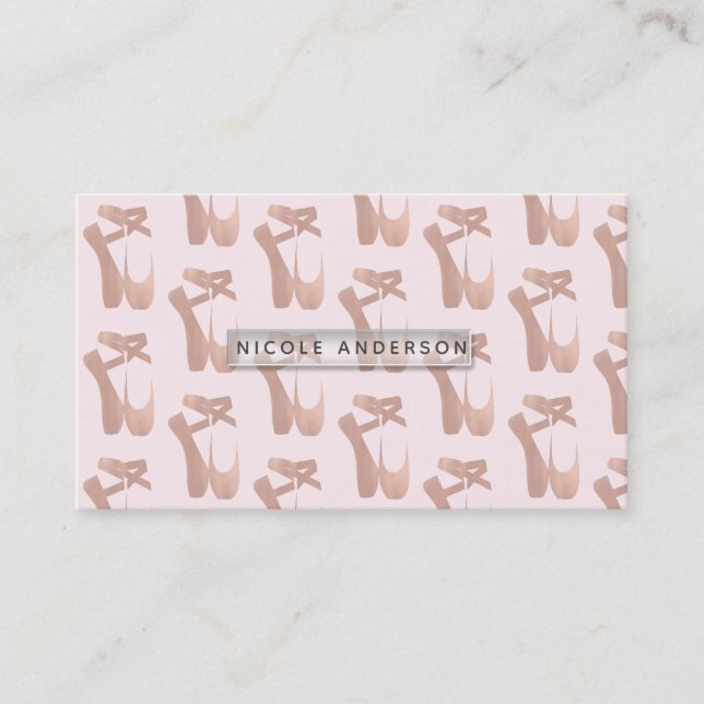 Carte De Visite Chaussons de ballet roses danse rose gold (Devant)