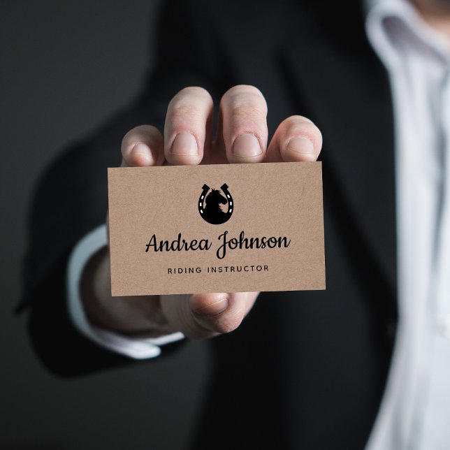 Carte De Visite Chaussure Cheval Brown Kraft Papier Horseback Ridi (Créateur téléchargé)