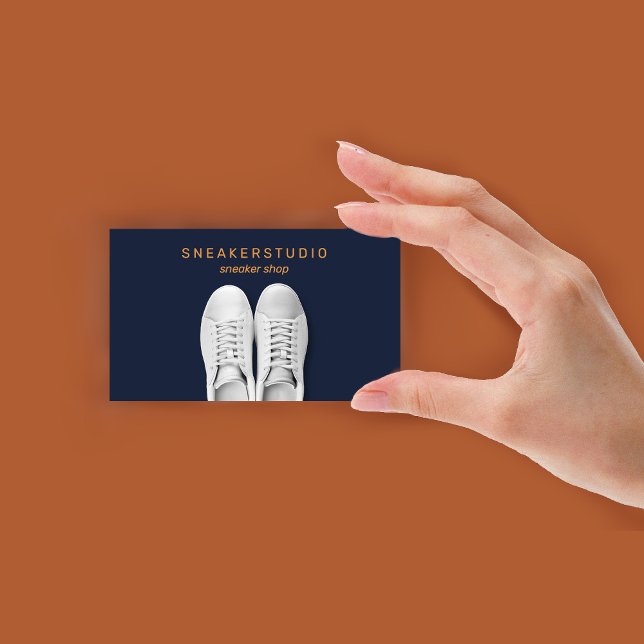 Carte De Visite Chaussures de sport Navy Brown White (Navy Brown White Sport Sneaker Shoes Business Card)