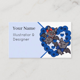 Carte De Visite Chauves-souris Kawaii Mignonnes dans un Cœur de My