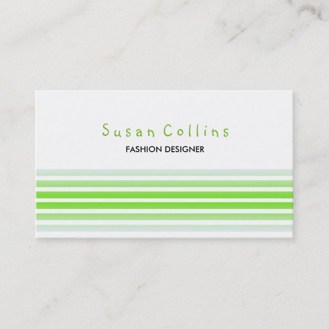 Carte De Visite Chaux de mode propre rayé Vert simple (Devant)