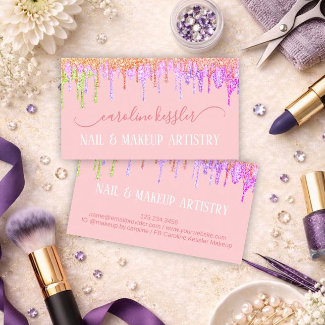 Carte De Visite Chaux d'or rose vierge Parties scintillant verte (Créateur téléchargé)