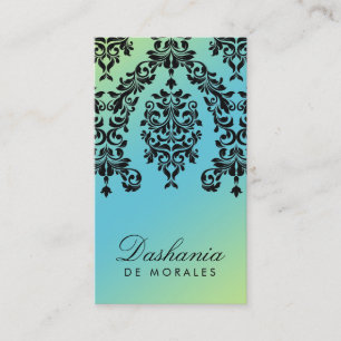 Carte De Visite Chaux se précipitante de turquoise de la damassé