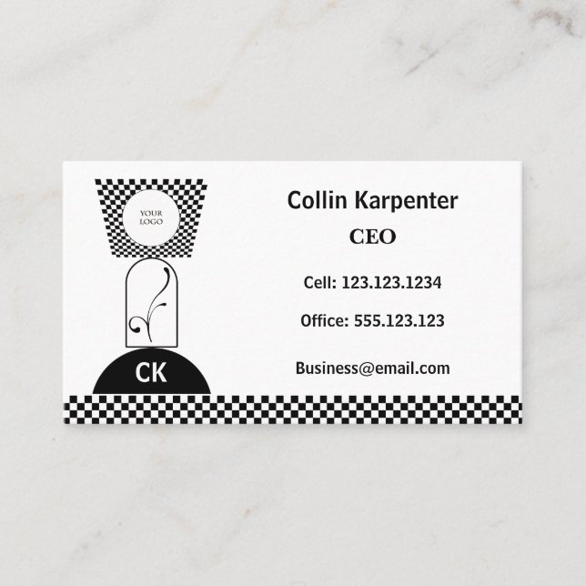 Carte De Visite Checkered & Geometric Black White Shapes (Devant)