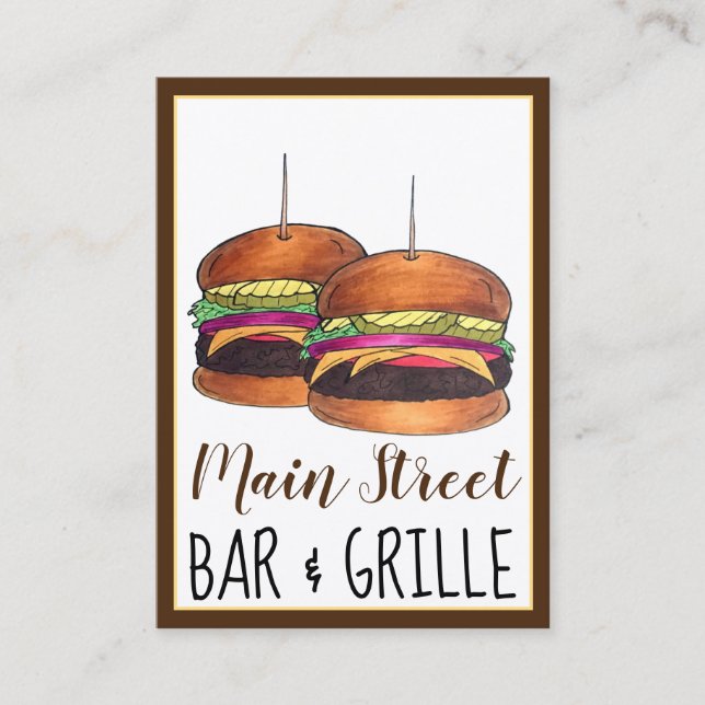 Carte De Visite Cheeseburger Hamburger Sliders Bar Pub (Devant)
