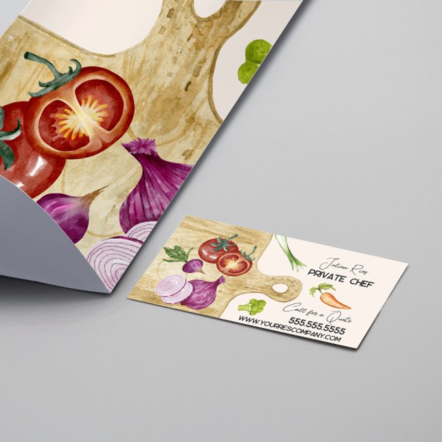 Carte De Visite Chef Aquarelle Légumes Planche à Découper (Créateur téléchargé)