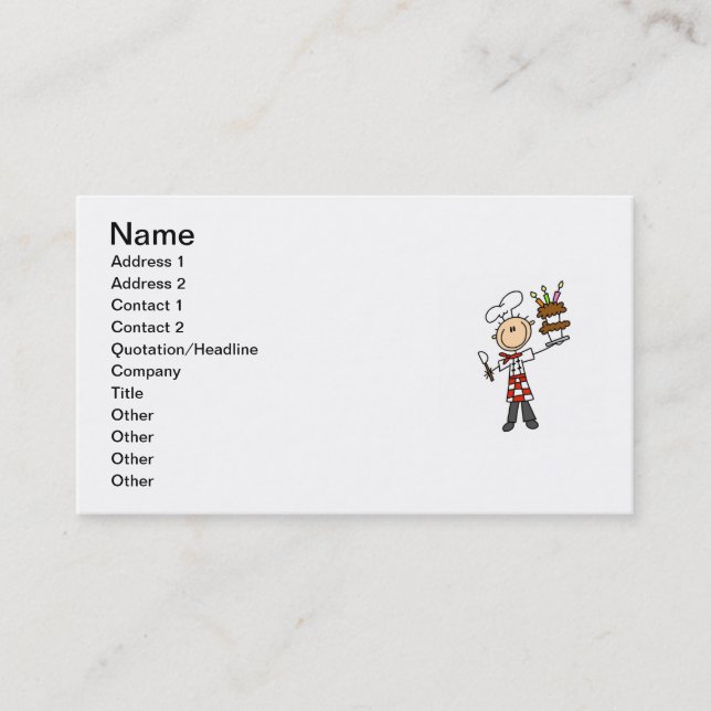 Carte De Visite Chef avec gâteau d'anniversaire (Devant)