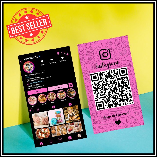 Carte de visite Chef Bakery Instagram Pâtisserie R (Créateur téléchargé)