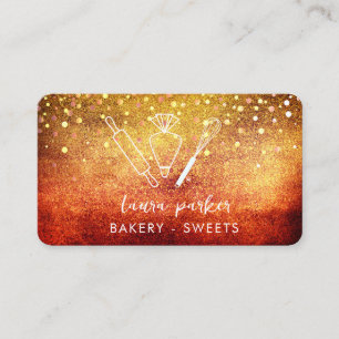 Carte De Visite Chef boulangerie avec Whisk Rolling Pin Piping Sac
