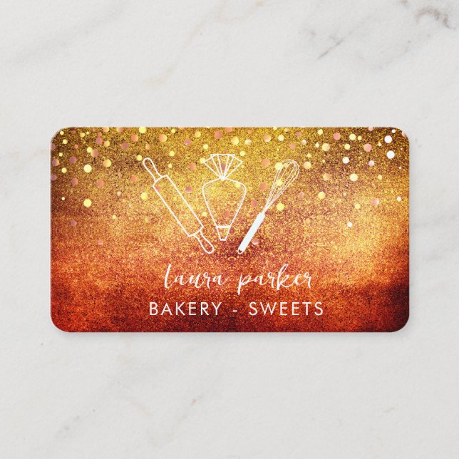 Carte De Visite Chef boulangerie avec Whisk Rolling Pin Piping Sac (Devant)