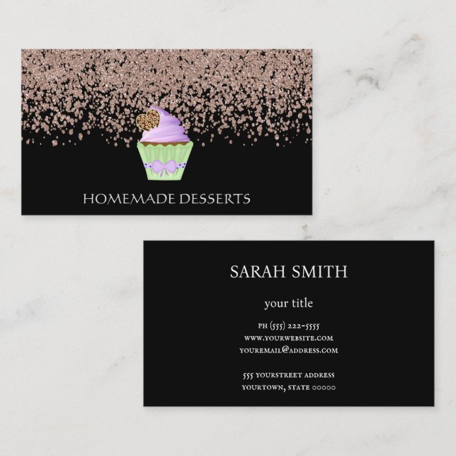 Carte De Visite Chef boulangerie Cupcake, mignonne (Devant / Derrière)