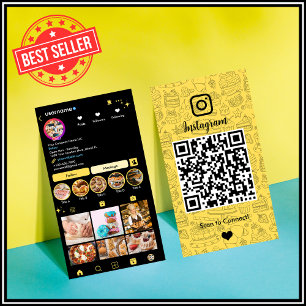 Carte De Visite Chef boulangerie Instagram Pâtisserie Jaune Traite