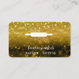 Carte De Visite Chef boulangerie Rolling Pin Blanc Or fait main