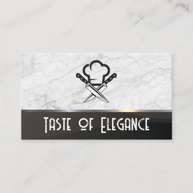Carte De Visite Chef Casquette et couteaux | Logo du restaurant (Devant)