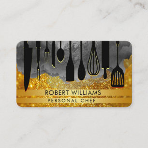 Carte De Visite Chef Cuisine Gold Noir Outils Cuisine Bu personnel