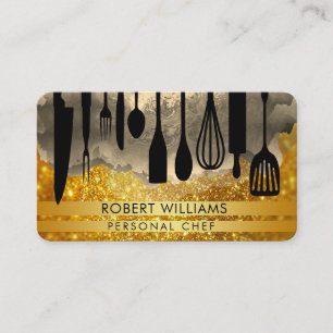Carte De Visite Chef Cuisine Gold Noir Outils Cuisine Bu personnel