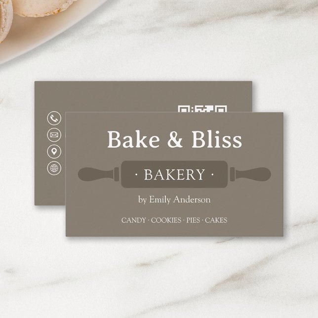 Carte De Visite Chef de Boulangerie Moderne  (Create your own Bakery Business Card with custom QR code by MINTIC DESIGN STUDIO)