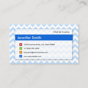 Carte De Visite Chef de Cuisine - Blue Chevron moderne