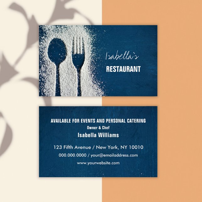 Carte De Visite Chef de cuisine de restaurant professionnel Bleu m (Créateur téléchargé)