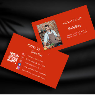 Carte De Visite Chef de cuisine privé, photo rouge, service de res