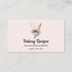 Carte De Visite Chef de la boulangerie maison rose fouet