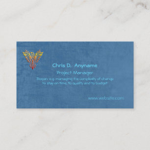 Carte De Visite Chef de projet, logo de phoenix, effet cuir bleu