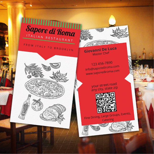 Carte De Visite Chef de restaurant italien de fine dining (Créateur téléchargé)