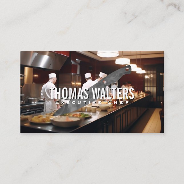 Carte De Visite Chef en cuisine | Couteau métallique (Devant)