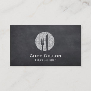 Carte De Visite Chef exécutif Chalkboard Fork and Knife Catering
