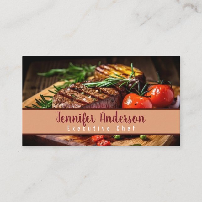 Carte De Visite Chef Exécutif Chef Personnel Sous-Chef Restaurant (Devant)