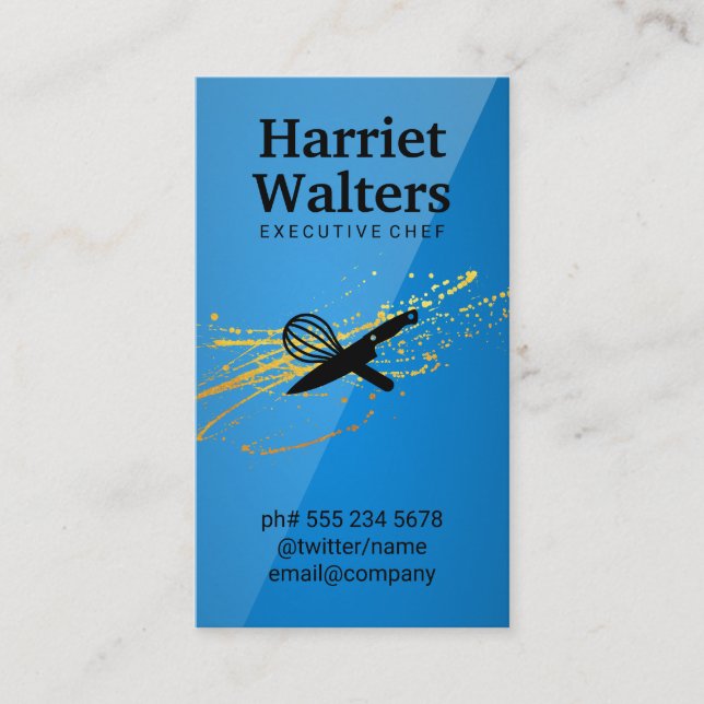 Carte De Visite Chef exécutif Cuisine couteau et Whisk (Devant)